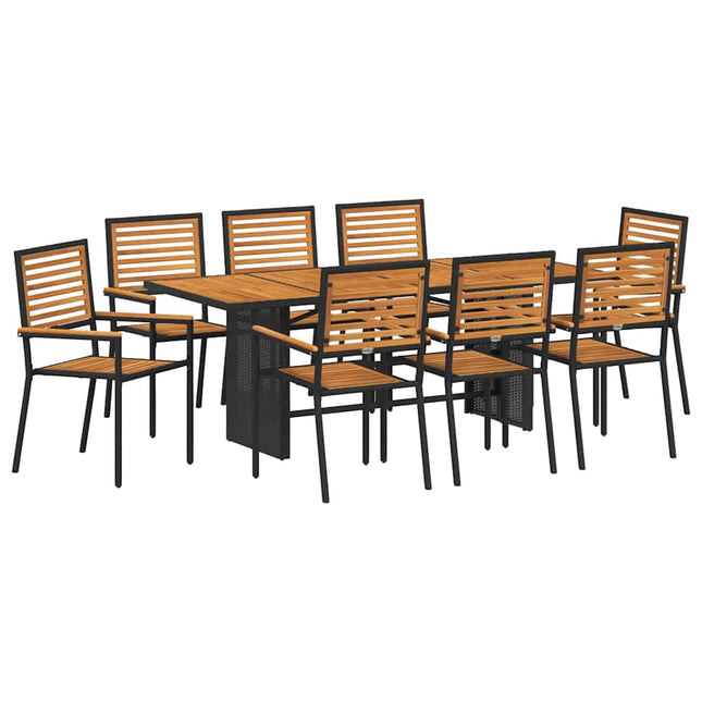 Have Spisebordssæt 9 stk. Sort og Brunt polyrattan