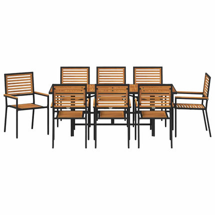 Have Spisebordssæt 9 pcs Sort og Brunt polyrattan