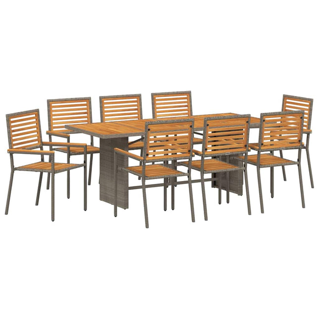 Have Spisebordssæt 9 stk. Grå og Brun polyrattan