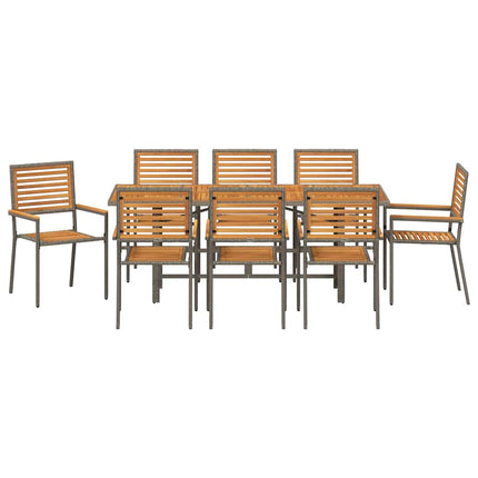Have Spisebordssæt 9 pcs Grå og Brun polyrattan