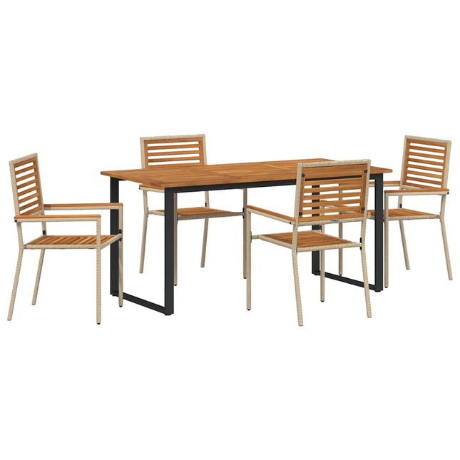 Have Spisebordssæt 5 stk. Beige Massivt Akacietræ