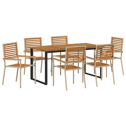Have Spisebordssæt 7 pcs Beige Massivt Akacietræ