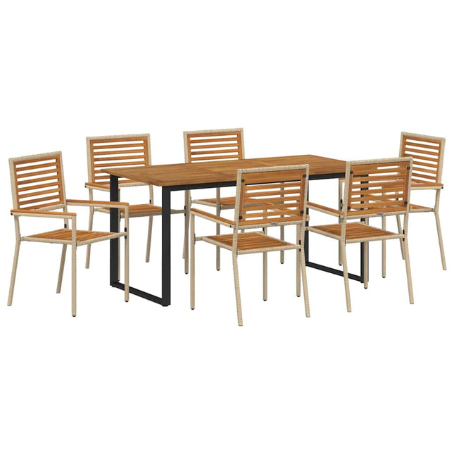 Have Spisebordssæt 7 stk. Beige Massivt Akacietræ