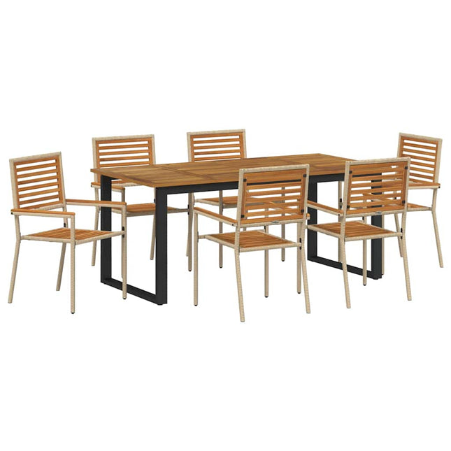 Have Spisebordssæt 7 stk. Beige Massivt Akacietræ