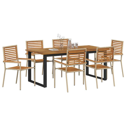 Have Spisebordssæt 7 pcs Beige Massivt Akacietræ