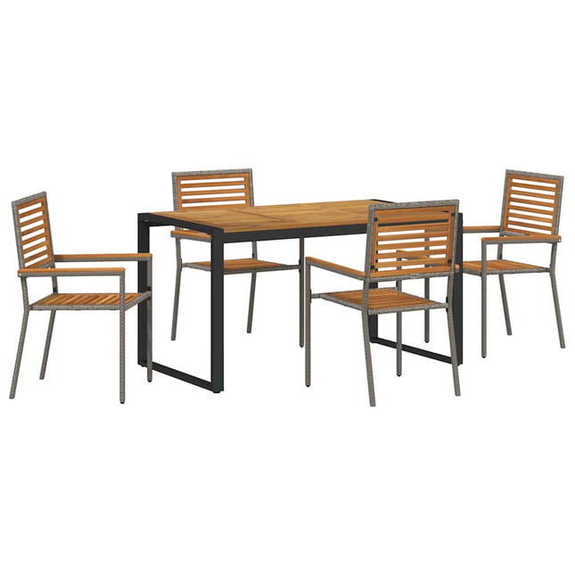 Have Spisebordssæt 5 stk. Grå og Brun polyrattan