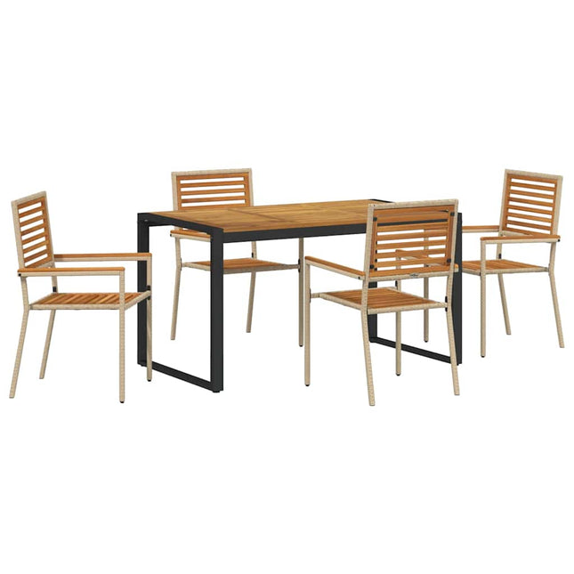 Have Spisebordssæt 5 stk. Beige og Brun polyrattan