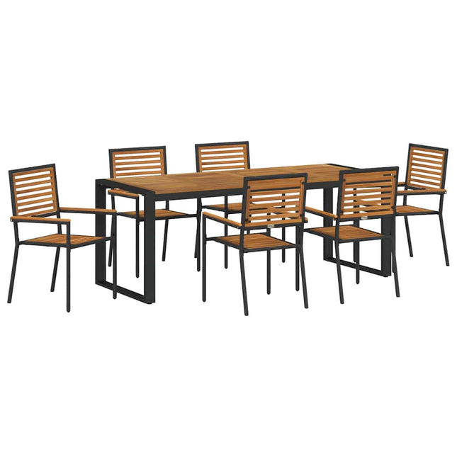 Have Spisebordssæt 7 pcs Sort og Brunt polyrattan