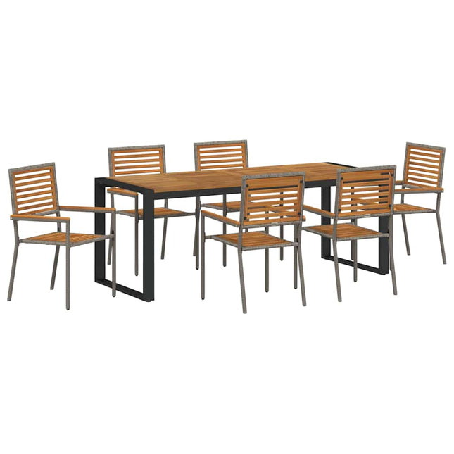 Have Spisebordssæt 7 pcs Grå og Brun polyrattan