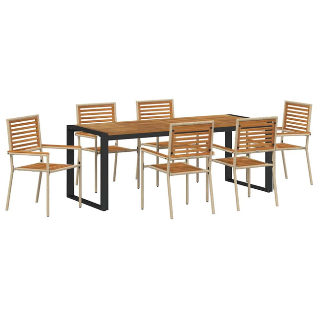Have Spisebordssæt 7 stk. Beige og Brun polyrattan