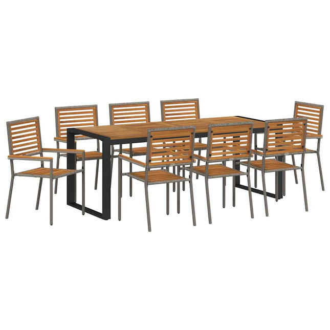 Have Spisebordssæt 9 stk. Grå og Brun polyrattan