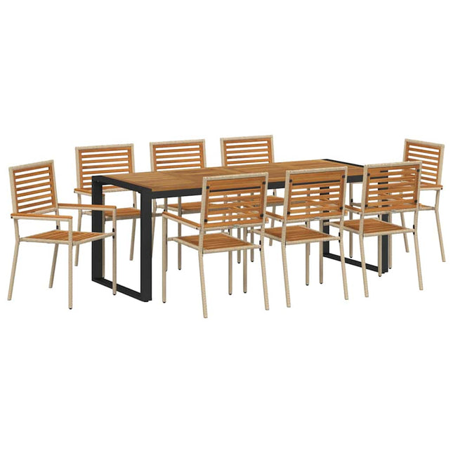 Have Spisebordssæt 9 pcs Beige og Brun polyrattan