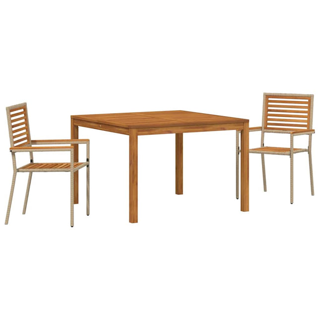 Have Spisebordssæt 3 stk. Beige Massivt Akacietræ