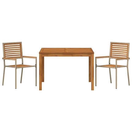 Have Spisebordssæt 3 pcs Beige Massivt Akacietræ