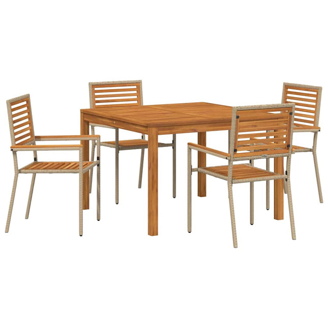 Have Spisebordssæt 5 stk. Beige Massivt Akacietræ