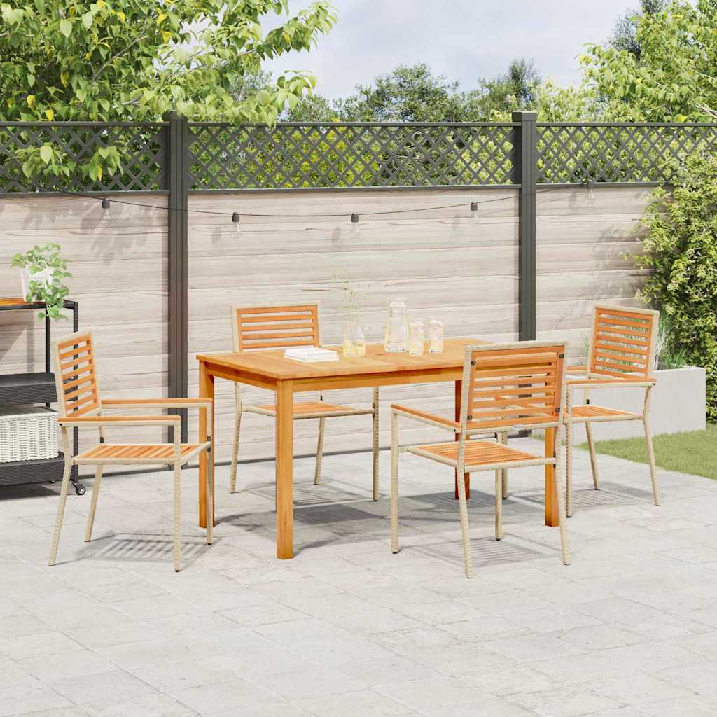 Have Spisebordssæt 5 pcs Beige Massivt Akacietræ