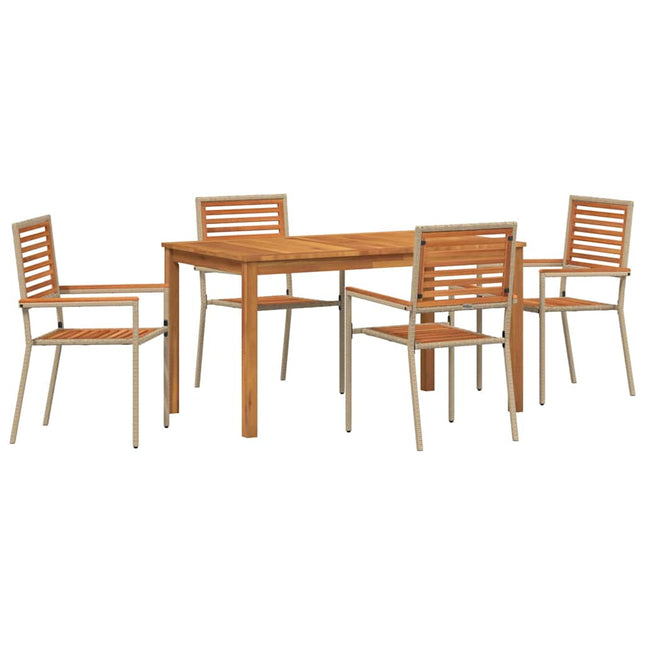 Have Spisebordssæt 5 stk. Beige Massivt Akacietræ