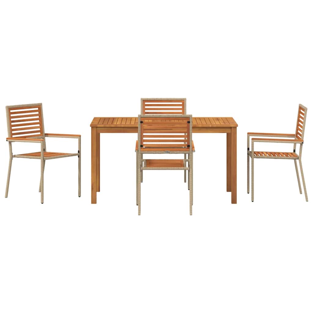 Have Spisebordssæt 5 pcs Beige Massivt Akacietræ