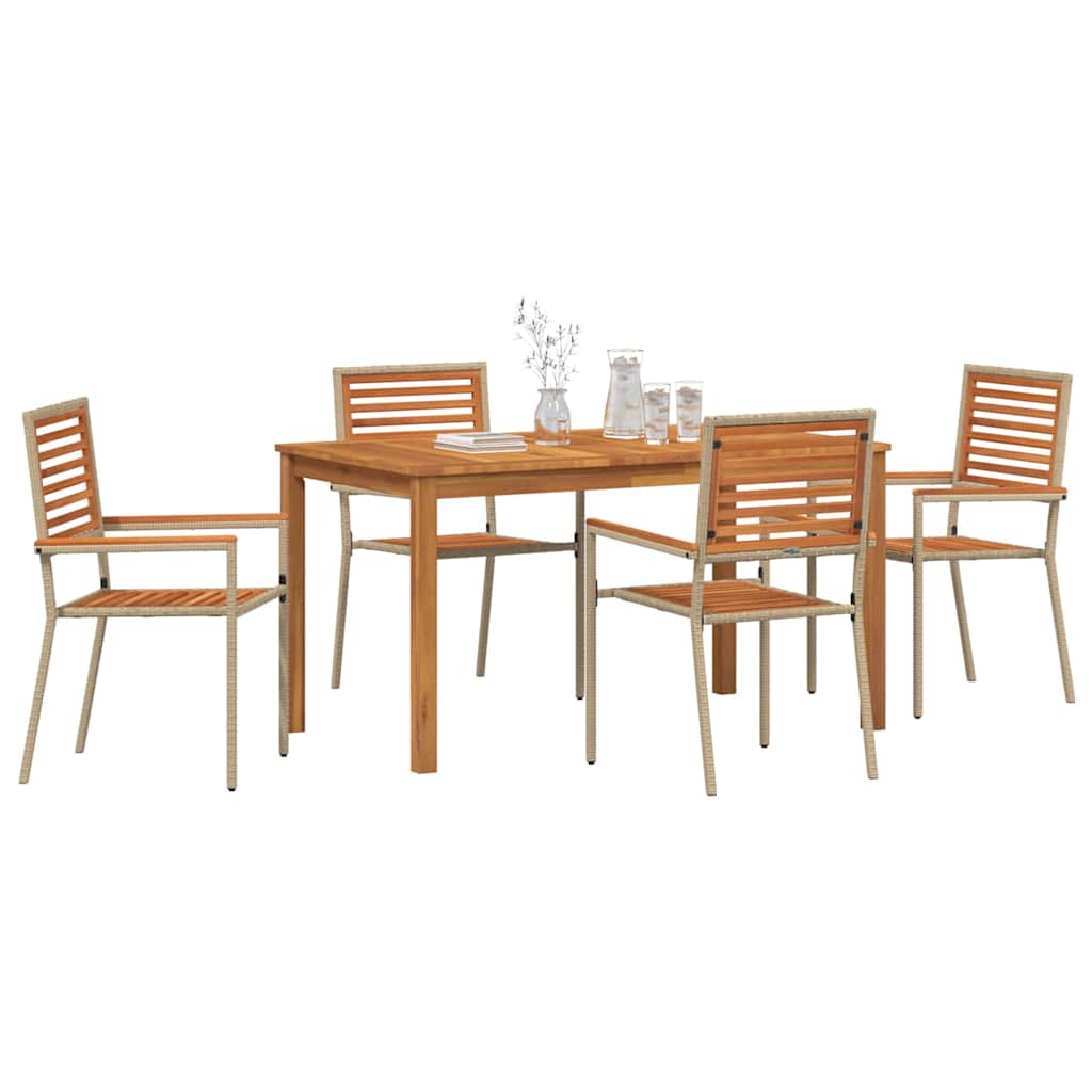 Have Spisebordssæt 5 pcs Beige Massivt Akacietræ