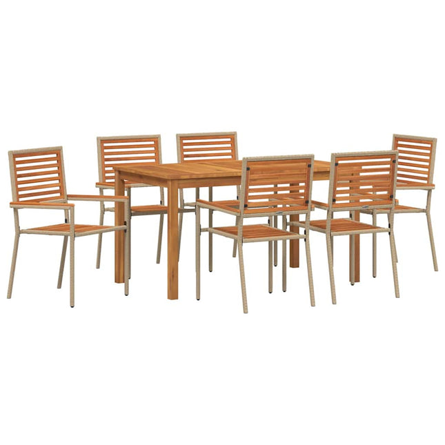Have Spisebordssæt 7 stk. Beige Massivt Akacietræ