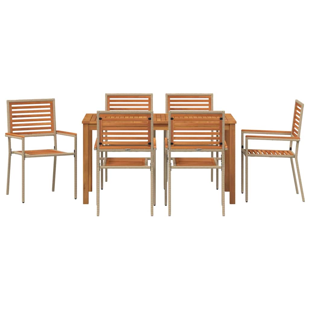 Have Spisebordssæt 7 pcs Beige Massivt Akacietræ