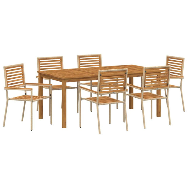 Have Spisebordssæt 7 stk. Beige Massivt Akacietræ