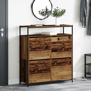 Skoskab med dør Gammelt træ 100 x 34 x 112 cm Konstrueret træ