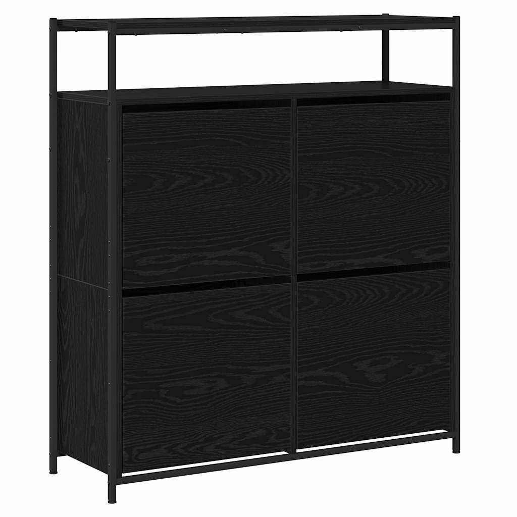 Sko skab med hylde Sort eg 100 x 34 x 112 cm Konstrueret træ
