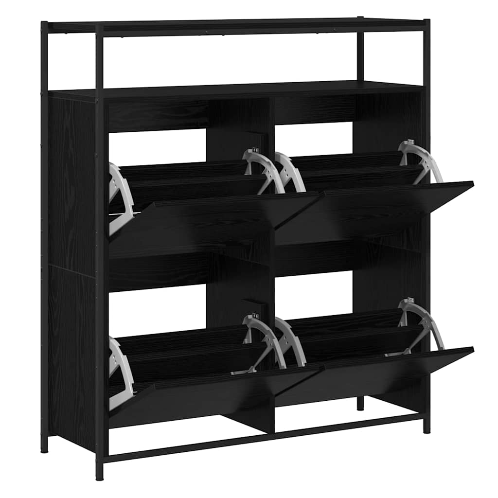 Sko skab med hylde Sort eg 100 x 34 x 112 cm Konstrueret træ