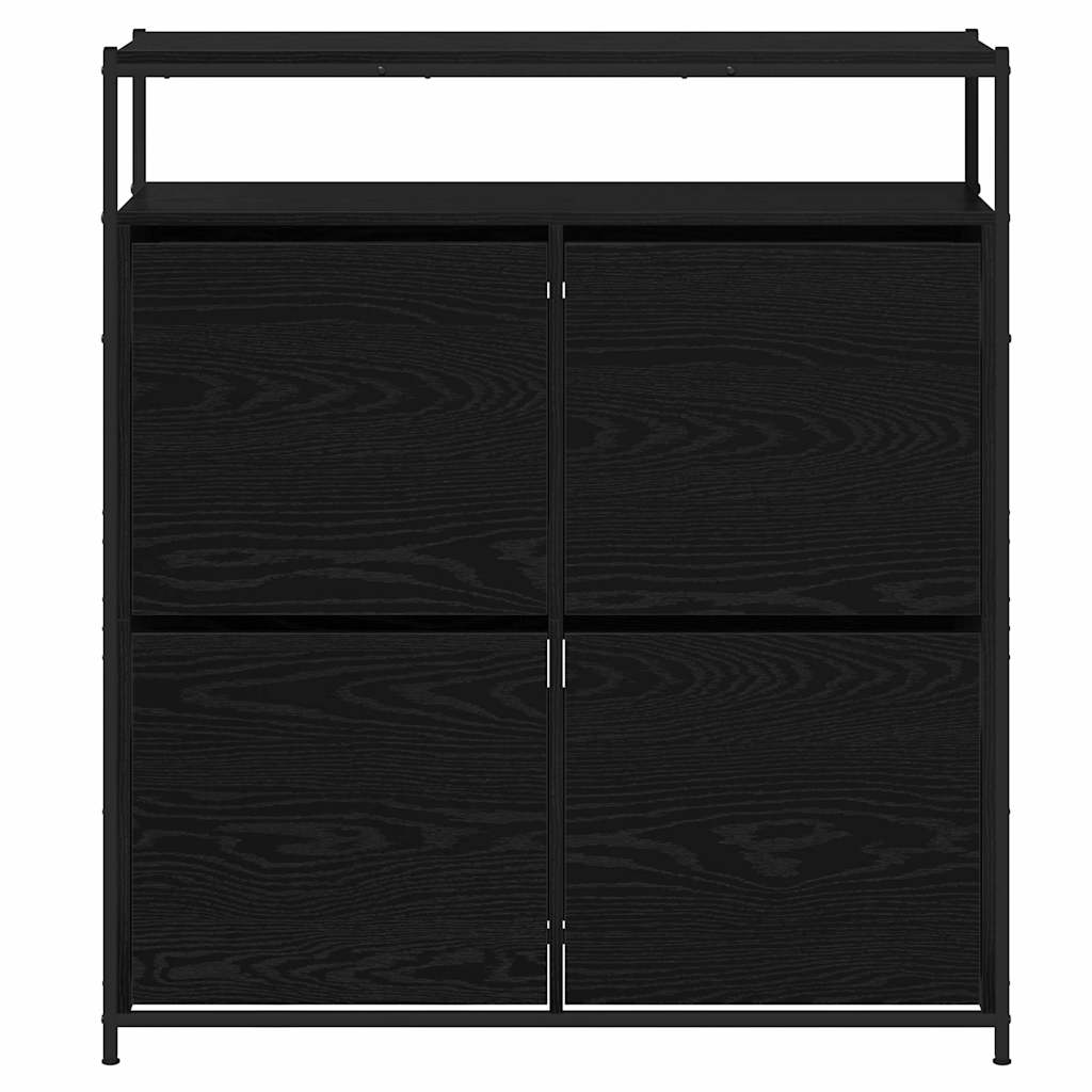 Sko skab med hylde Sort eg 100 x 34 x 112 cm Konstrueret træ