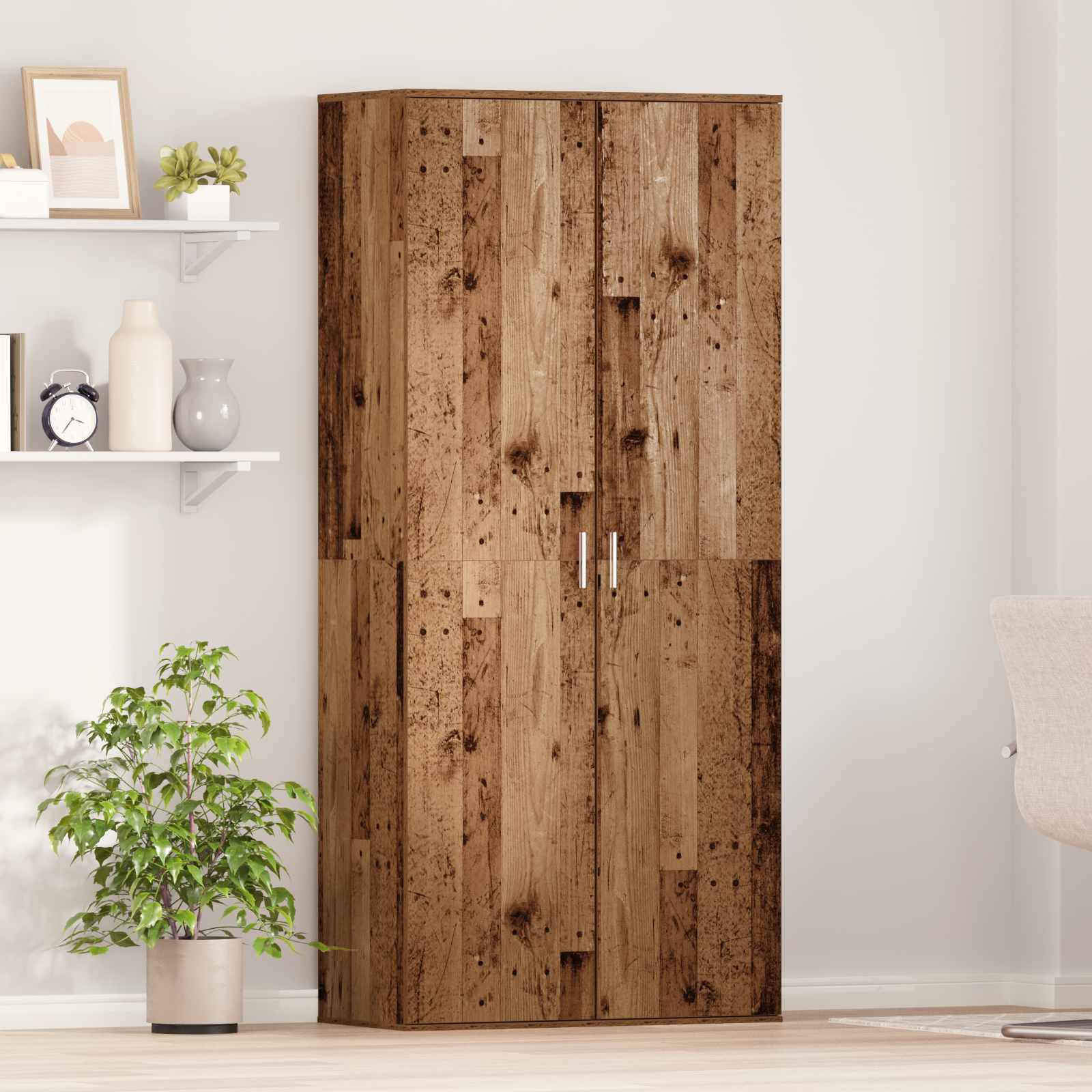 Højskab med hylde Gammelt træ 80 x 39 x 178 cm Konstrueret træ