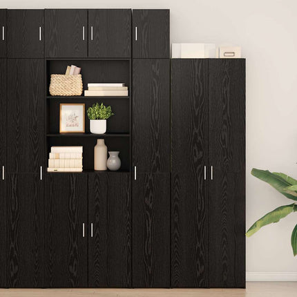 Opbevaringsskab med hylder Sort eg 30 x 42,5 x 225 cm