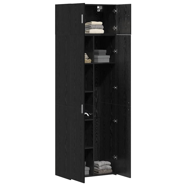 Opbevaringsskab 2 pcs Sort eg 70 x 42,5 x 185 cm