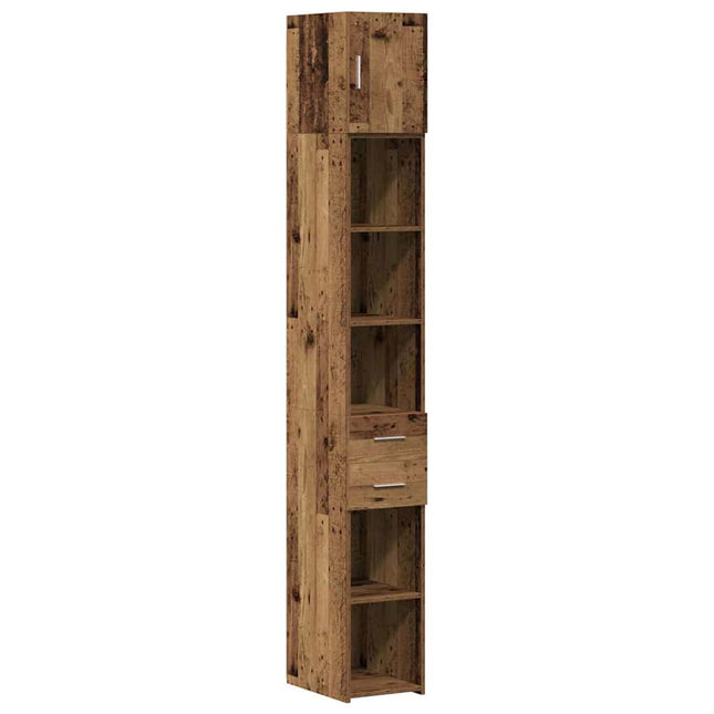 Opbevaringsskab med skuffe 2 pcs Gammelt træ 30 x 42,5 x 225 cm