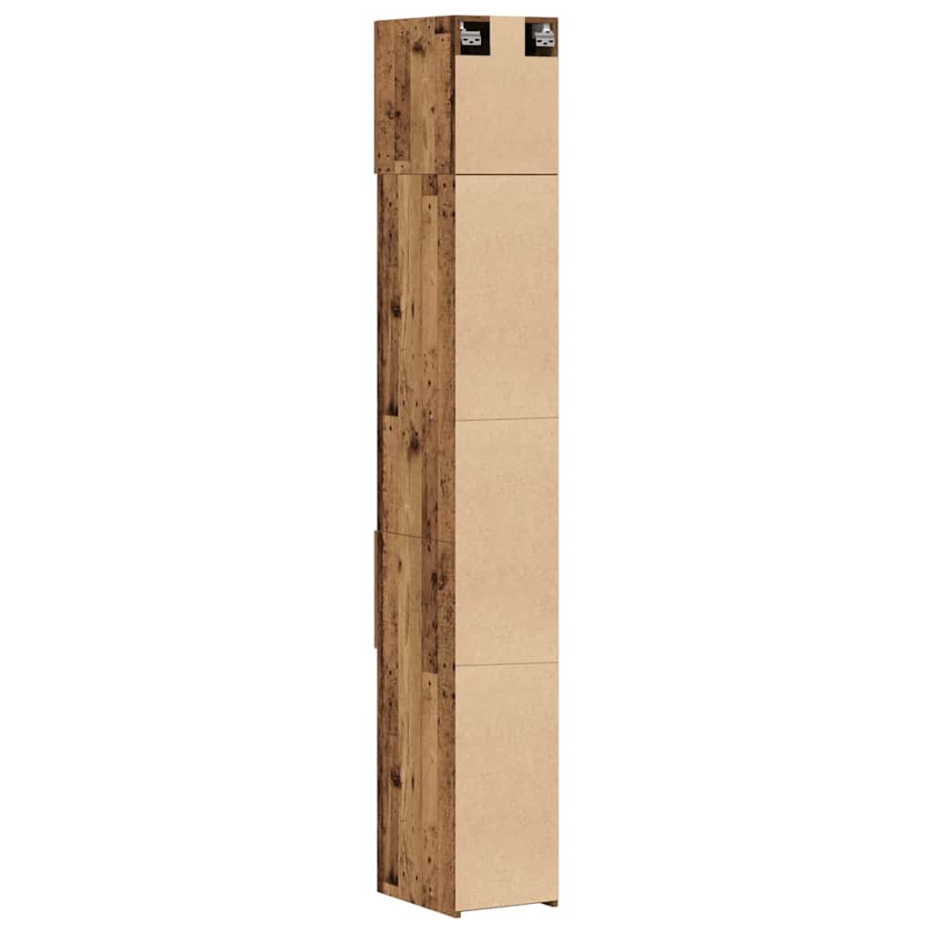 Opbevaringsskab med skuffe 2 pcs Gammelt træ 30 x 42,5 x 225 cm