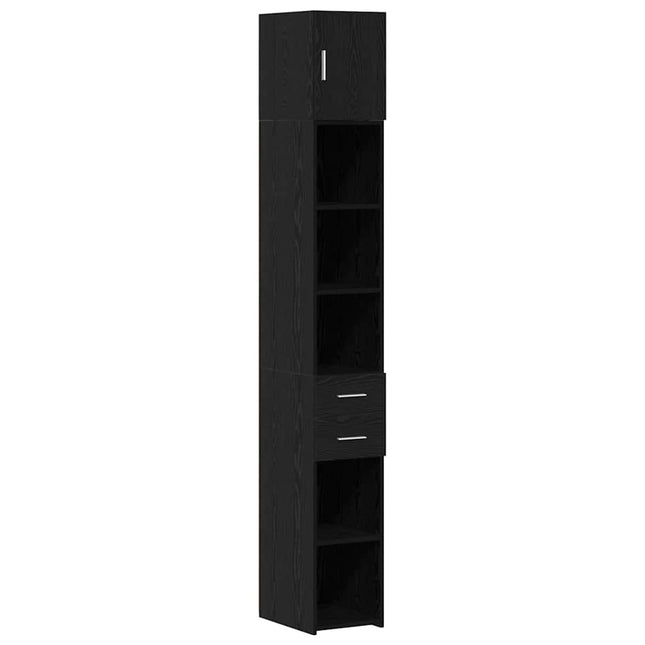 Opbevaringsskab med skuffe 2 pcs Sort eg 30 x 42,5 x 225 cm