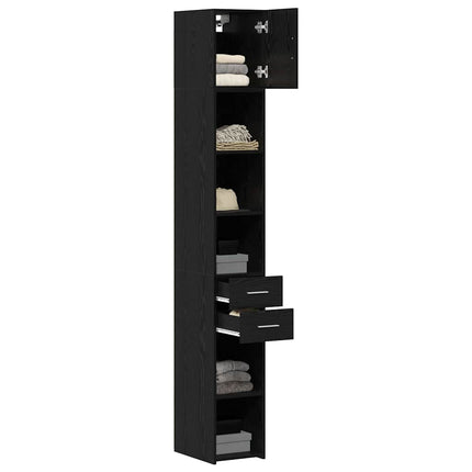Opbevaringsskab 2 stk. Sort eg 30 x 42,5 x 225 cm