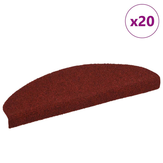 trappemåtter selvklæbende 20 stk. 65x21x4 cm bordeauxrød halvrunde store