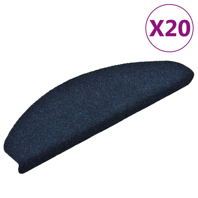 trappemåtter selvklæbende 20 stk. 65x21x4 cm marineblå halvrund store