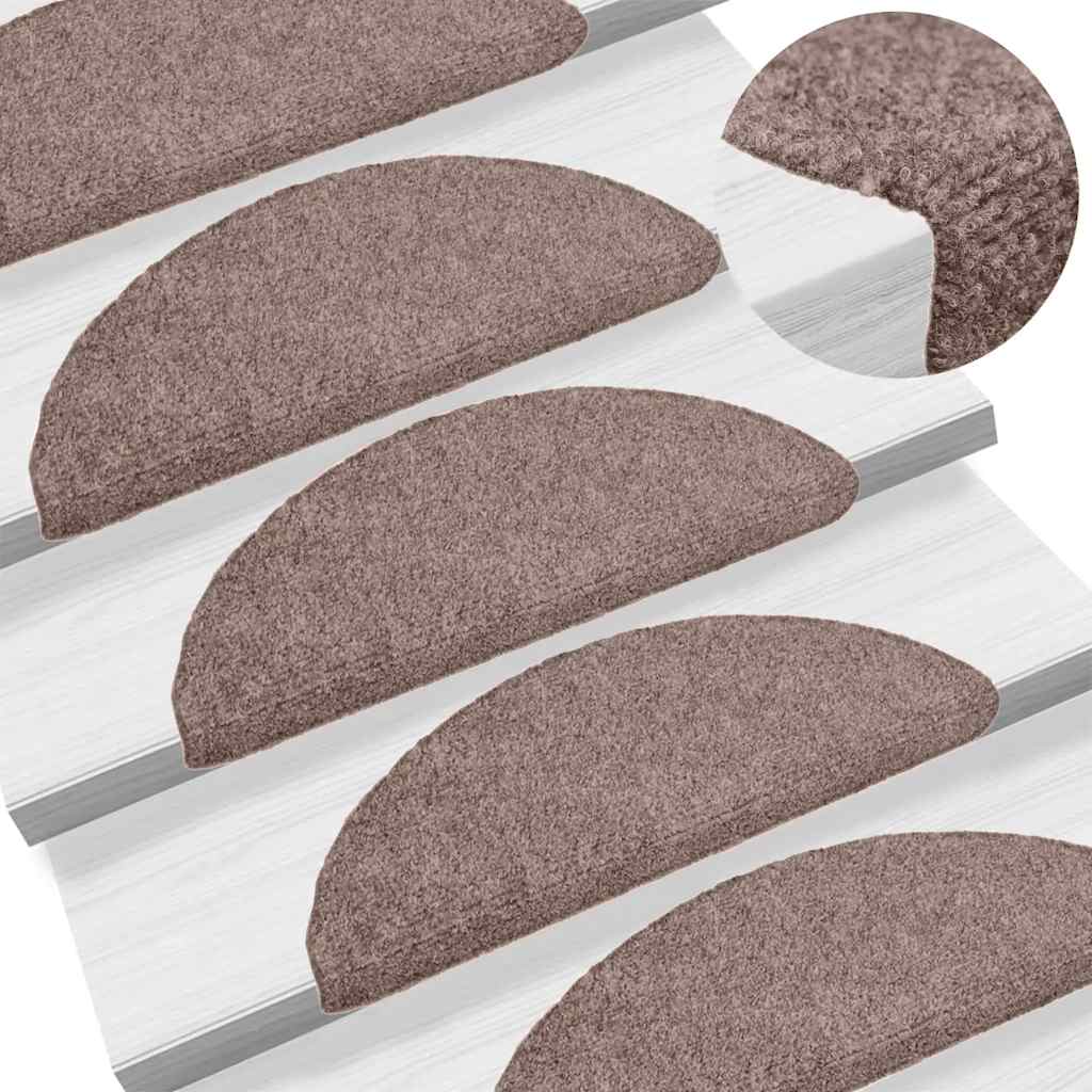 trappemåtter selvklæbende 20 stk. 56x17x3 cm lys brune halvrunde