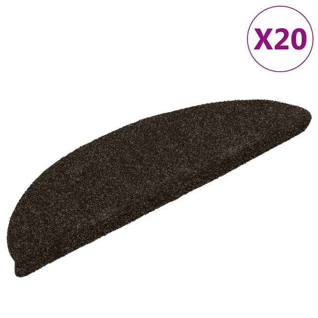 trappemåtter selvklæbende 20 stk. 56x17x3 cm mørkebrune halvrunde