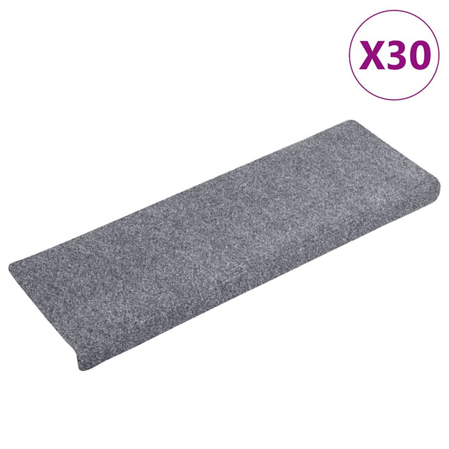 trappemåtter selvklæbende 30 stk. 65x21x4 cm lysegrå rektangulær kant