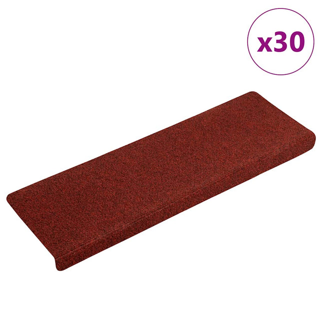 trappemåtter selvklæbende 30 stk. 65x21x4 cm bordeauxrød rektangulær kant