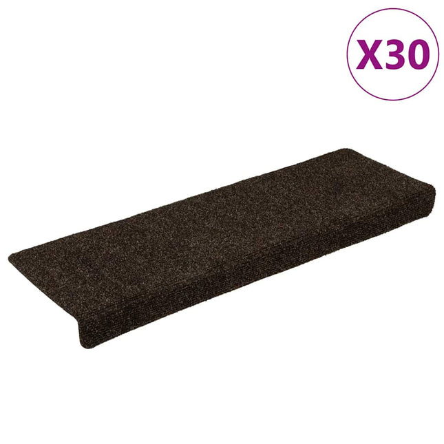 trappemåtter selvklæbende 30 stk. 65x21x4 cm mørkebrune rektangulære kant