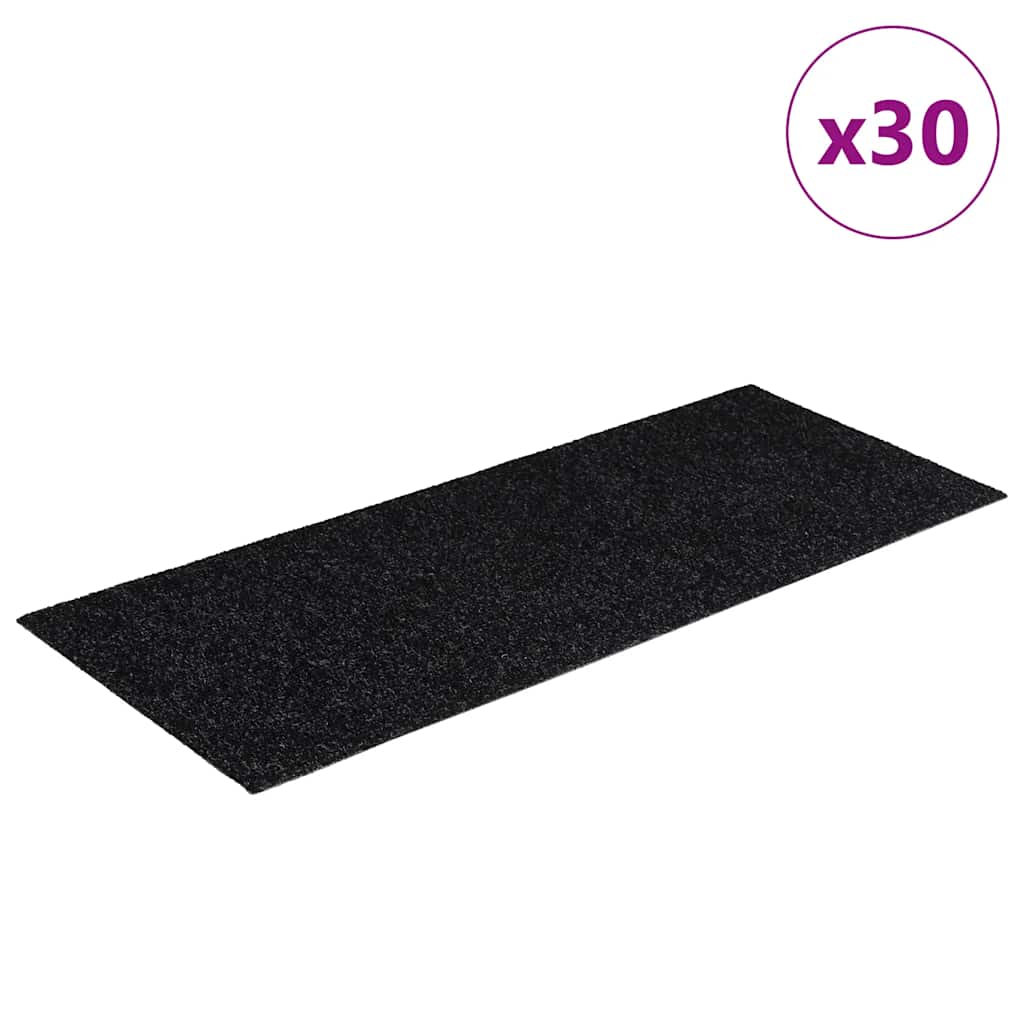 trappemåtter selvklæbende 30 stk. 60x25 cm sorte rektangulære
