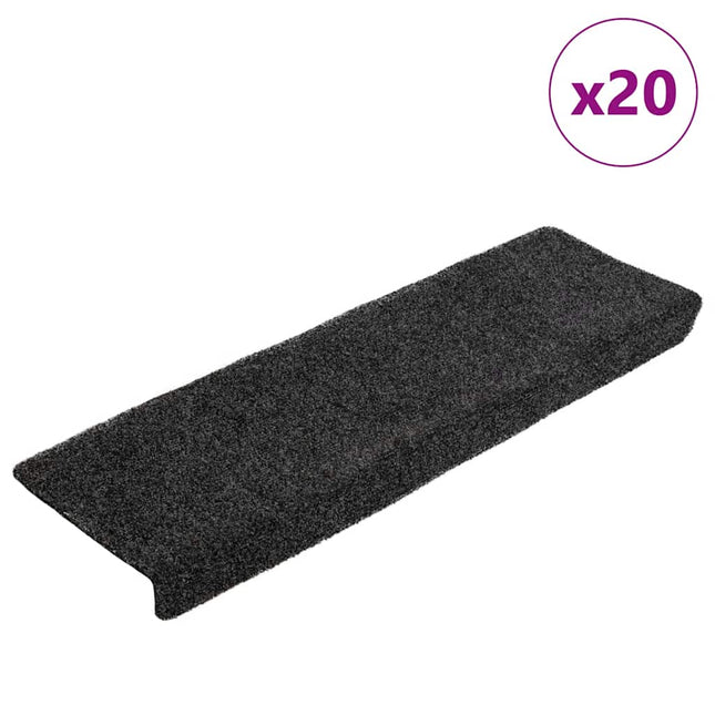 trappemåtter selvklæbende 20 stk. 65x21x4 cm sorte rektangulære kant
