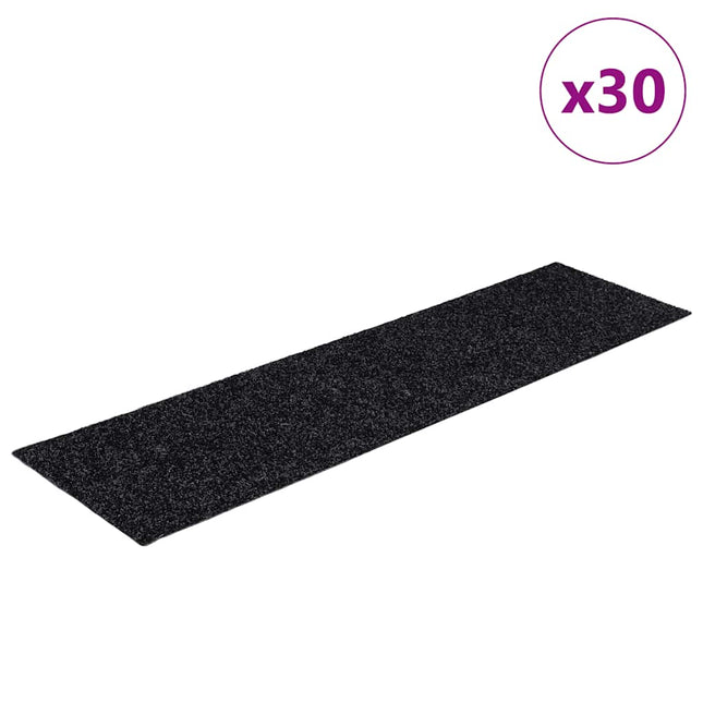 trappemåtter selvklæbende 30 stk. 76x20 cm sorte rektangulære