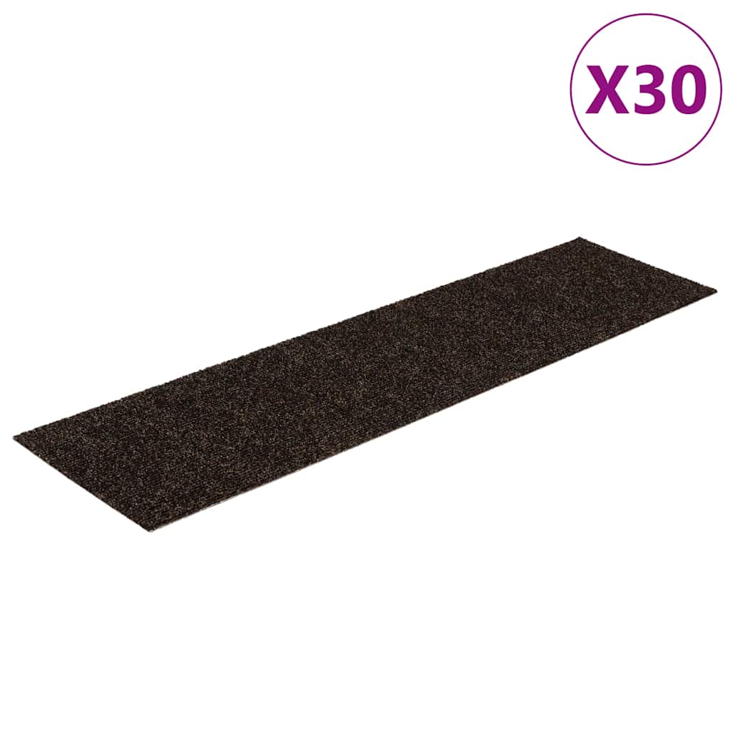 trappemåtter selvklæbende 30 stk. 76x20 cm mørkebrune rektangulære