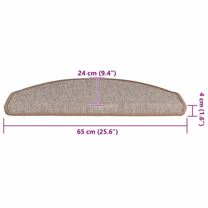 trappemåtter 30 stk. 65 x 24 x 4 cm lysebrune halvrunde store