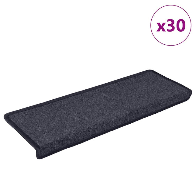 trappemåtter 30 stk. 65 x 21 x 4 cm mørkegrå og blå rektangulær kant